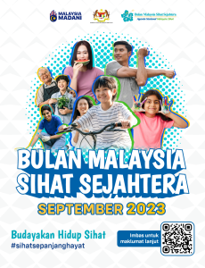 Poster Bulan Malaysia Sihat Sejahtera September 2023